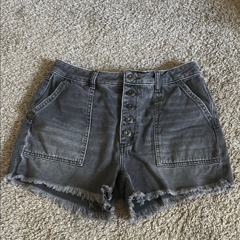 Free People Gray High Waist Denim Shorts